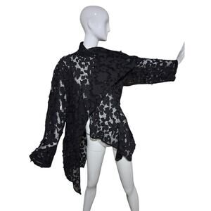 Dress to Kill Floral Sheer Women's 1X-2X Asymmetrical Old Money Luxury Cardigan
